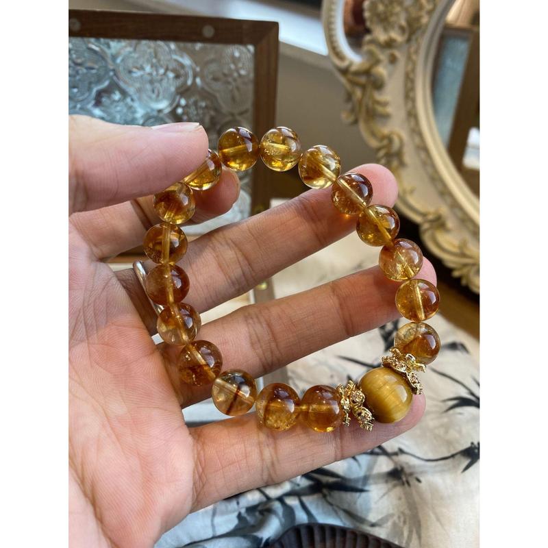 Natural Yellow Pagoda Crystal Tiger Eye Stone Unique Niche Wealth-Attracting Bracelet for Women Large Round Beads Accessories Wholesale from Manufacturer 5