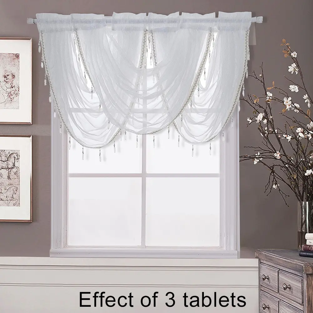 Solid Color Semicircle Kitchen Short Curtain Window Valance Drape Home Decor