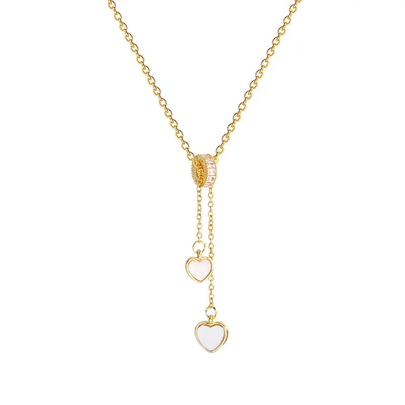 French Sweet Japanese and Korean Light Luxury White Shell Love Necklace Female Ins Style Accessories Do Not Fade