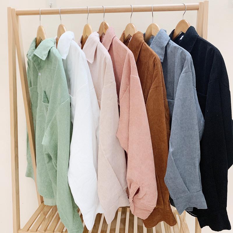 [Hình Thật] Áo Sơ Mi Nhung Tăm/ Nhung Gân Kupi tay dài Nam/Nữ Unisex Mr Smile 99 Shop SM028 Menswear Jean