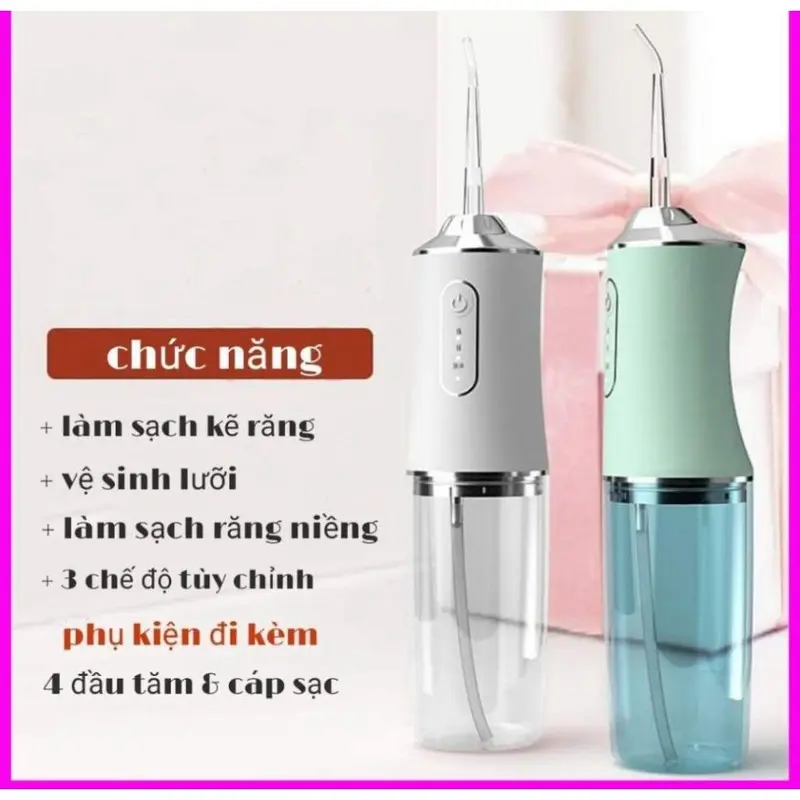 Máy tăm nước vệ sinh răng miệng cực sạch công nghệ Châu Âu - Máy Tăm nước siêu sạch Oral Irrigator kèm 4 đầu phun Nữ Women 0