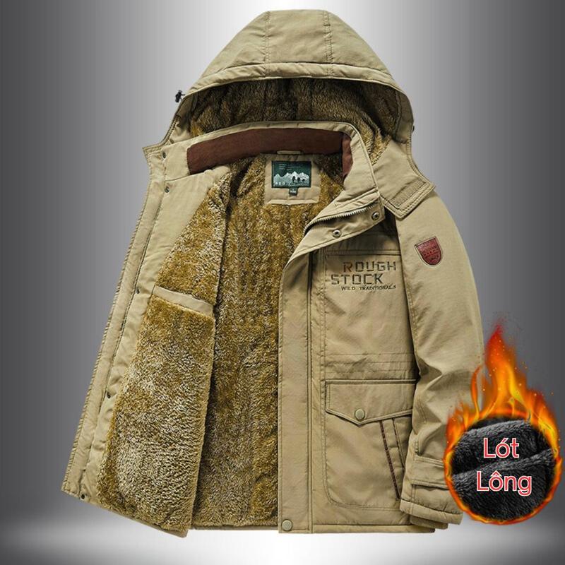Áo khoác nam dày 3 lớp đệm bông, lót lông, áo phao nam cản gió, chống bám bụi, kháng nước - Hàng QC dày