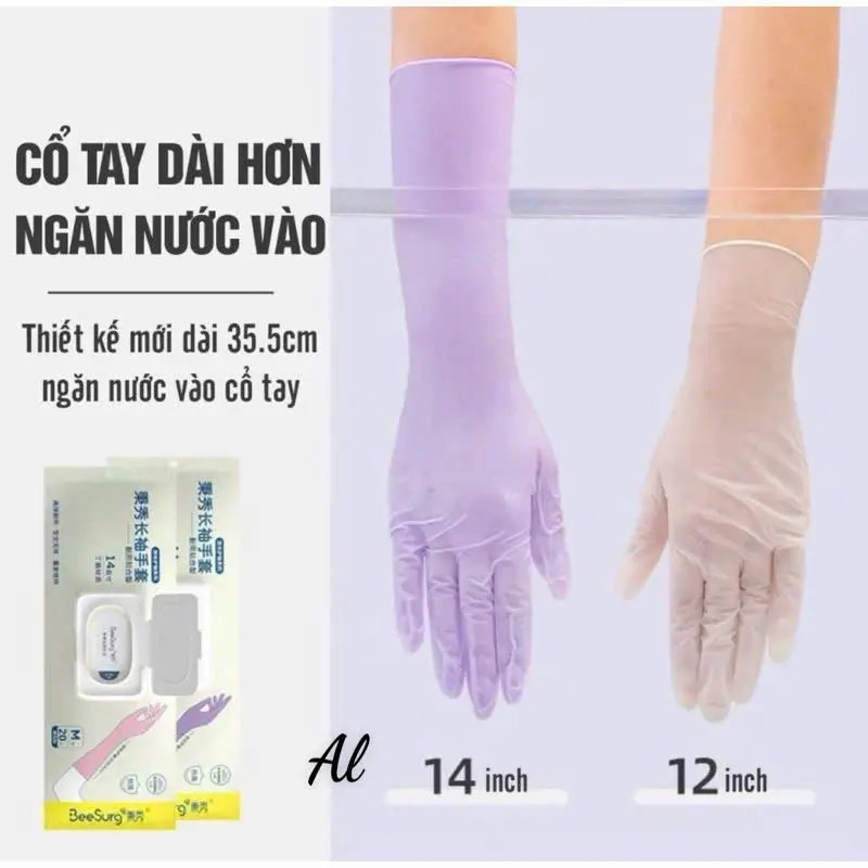 Hộp 10 Đôi Găng Tay Cao Su BeeSurg Mới Dài Hơn, Rửa Bát, Chống Nước, Không Mùi 8