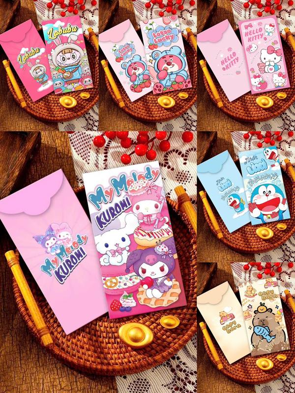 Combo 100 bao lì xì labubu, capybaza, gấu dâu nhiều mẫu hoạt hình