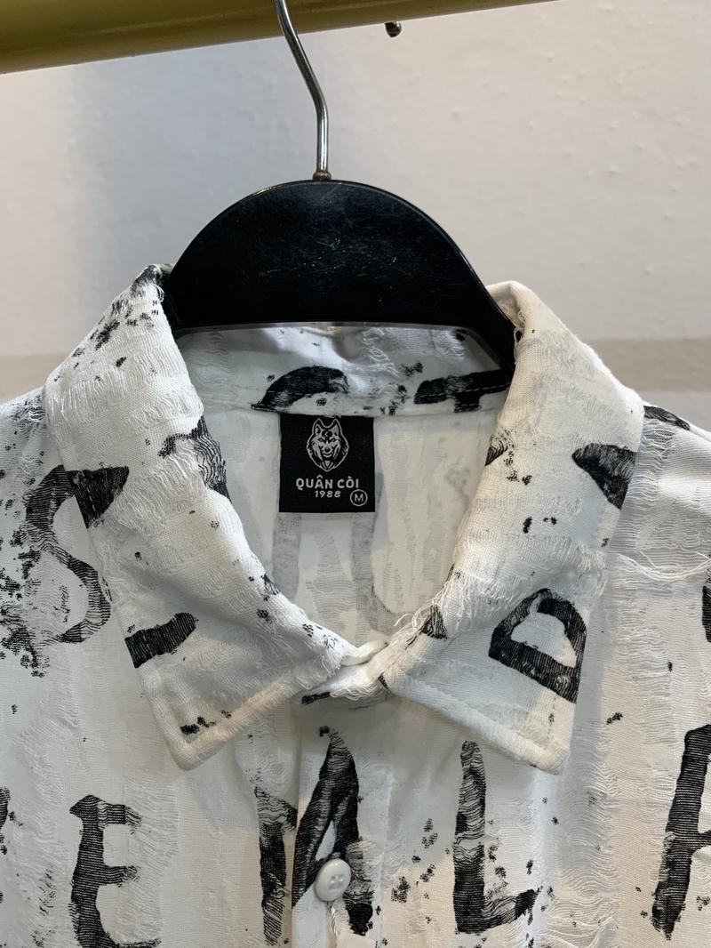 Product Introduction of Áo sơ mi cộc tay cotton wat họa tiết chữ cái  AT- 76 a( Quân còi 1988 ) Menswear Nam Cổ Tròn 25