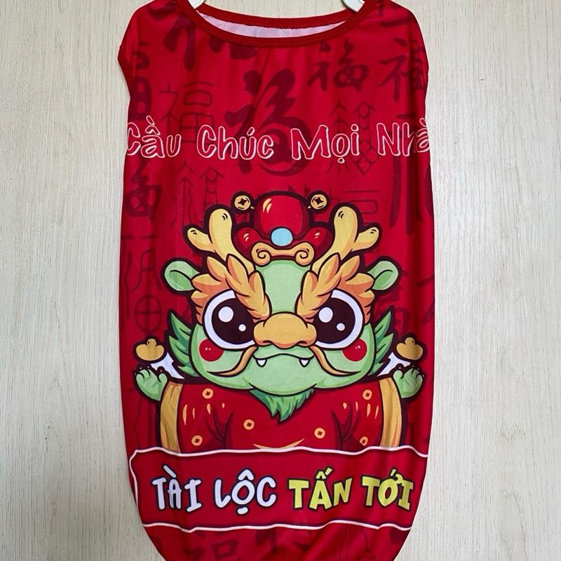 Áo Tết cho chó mèo lớn 10-45kg hình Tết vải poly