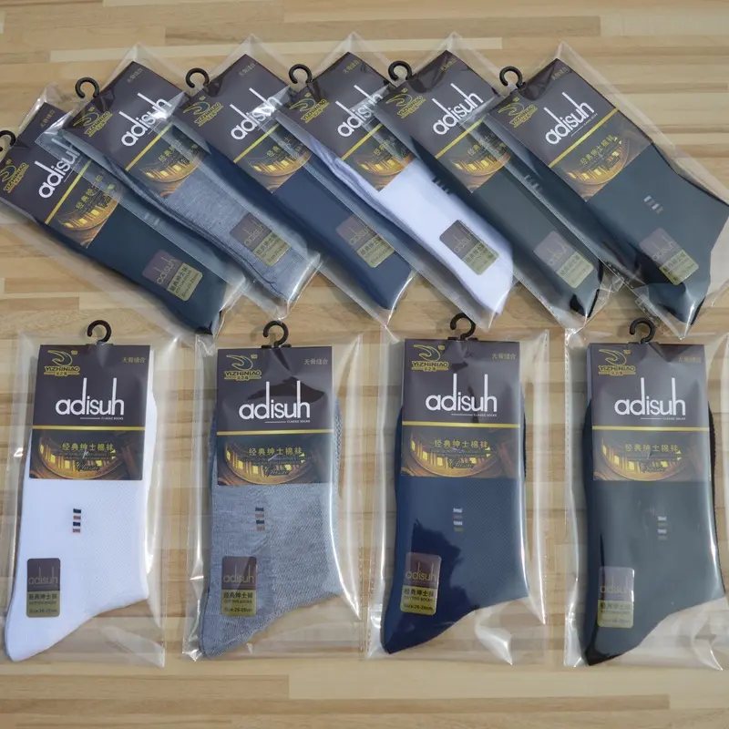 Summer Thin Men's Mid-Calf Socks Individually Packaged Solid Color Cotton Mesh Socks Men's Sweat-Absorbing Breathable Socks Men's Socks