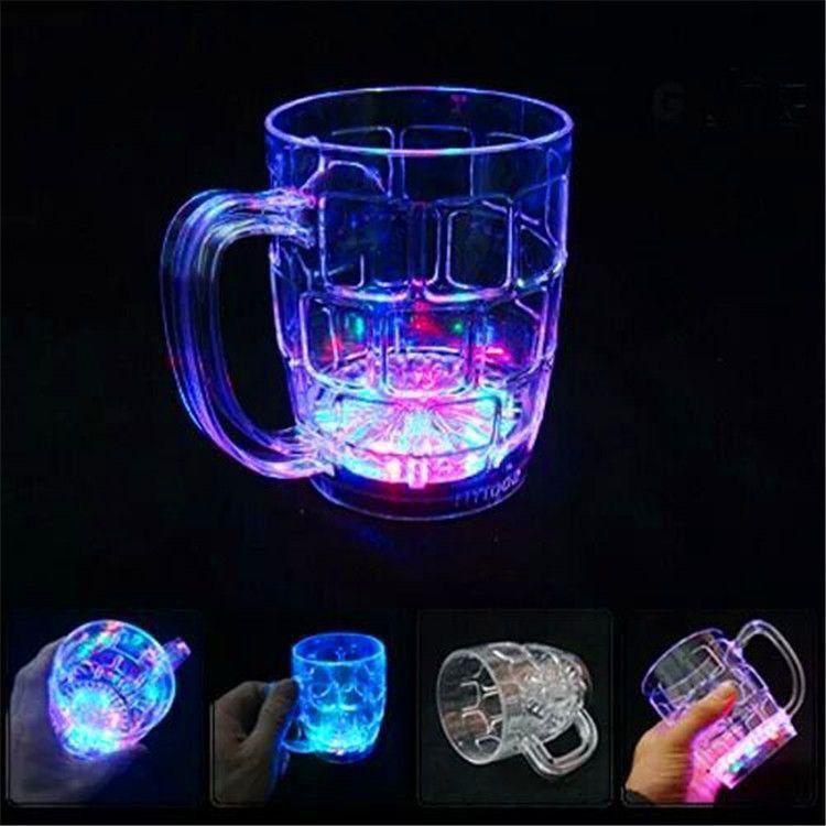 Product Introduction of Bar Beer Mug Colorful Flash Water Cup Light up Beer Cup with Water LED Light up When Exposed to Water Luminous Cup Plastic Cup That Will Change Color Drinkware Tumblers Bottles Glass 2