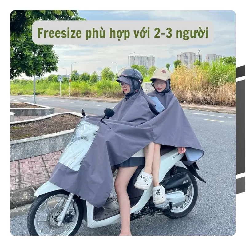 Áo mưa choàng 2 mũ cao cấp Vân Anh trùm toàn thân không thấm nước. 4