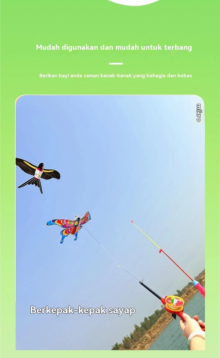 Product Introduction of Children holding fishing rods, kites, dynamic bird simulation, flapping wings, easy to fly toy kites 5