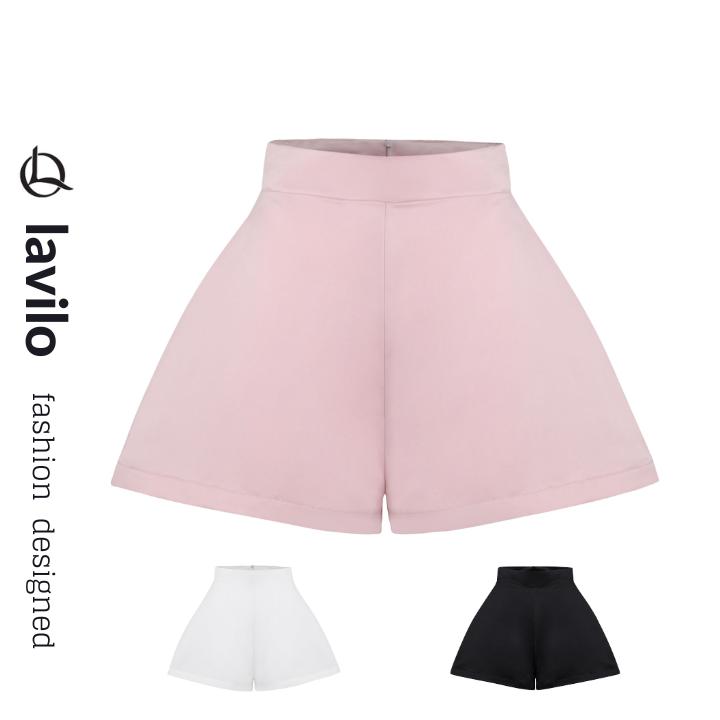 Quần Đùi Nữ Ống Rộng Xòe Lưng Cao LAVILO QĐ106 – Vải Tafta Cao Cấp Đứng Form Chống Nhăn