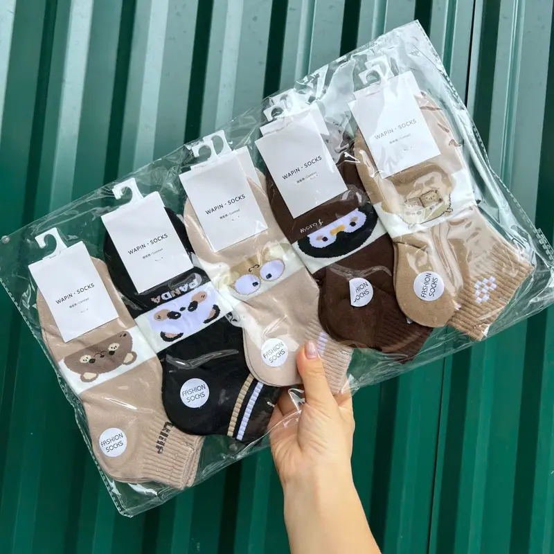 Set 5 đôi cổ ngắn tổng hợp màu nâu đen cotton kháng khuẩn thấm hút mồ hôi tốt MOHALI SVN040 1