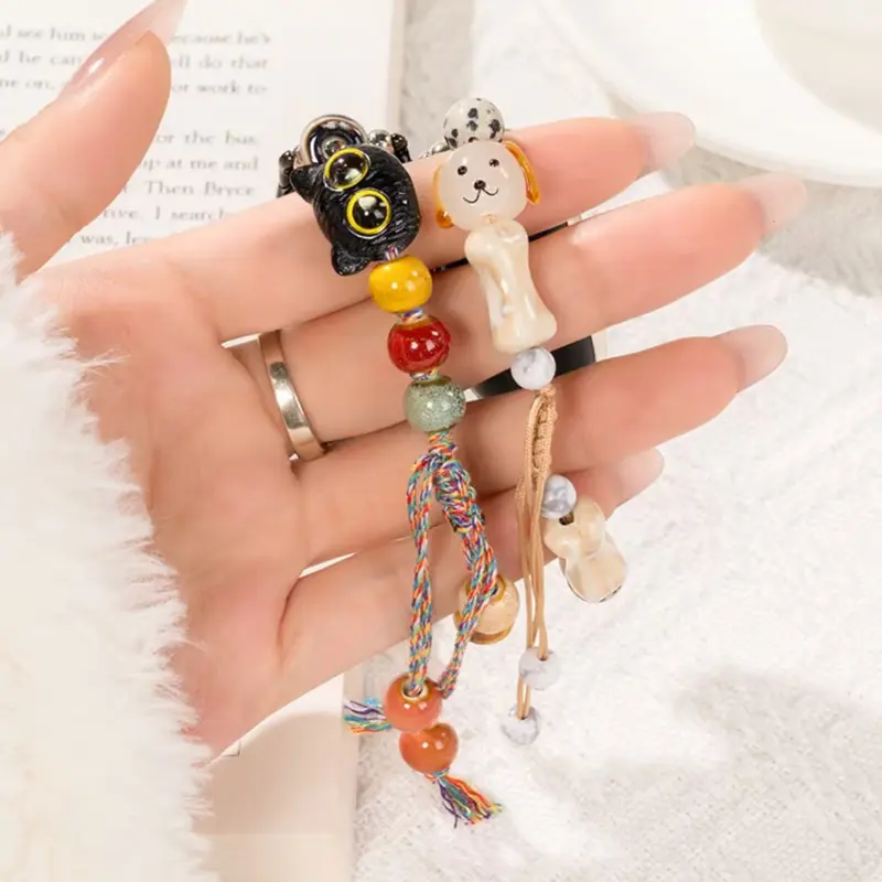 Black Cat Puppy Beaded Rope for Huawei Band Xiaomi Band Redmi watch Samsung watch Huawei watch Apple watch Itel Advan Aolon Huawei GT Series Samsung Galaxy Watch Amazfit 18mm 20mm 22mm Smartwatch 1