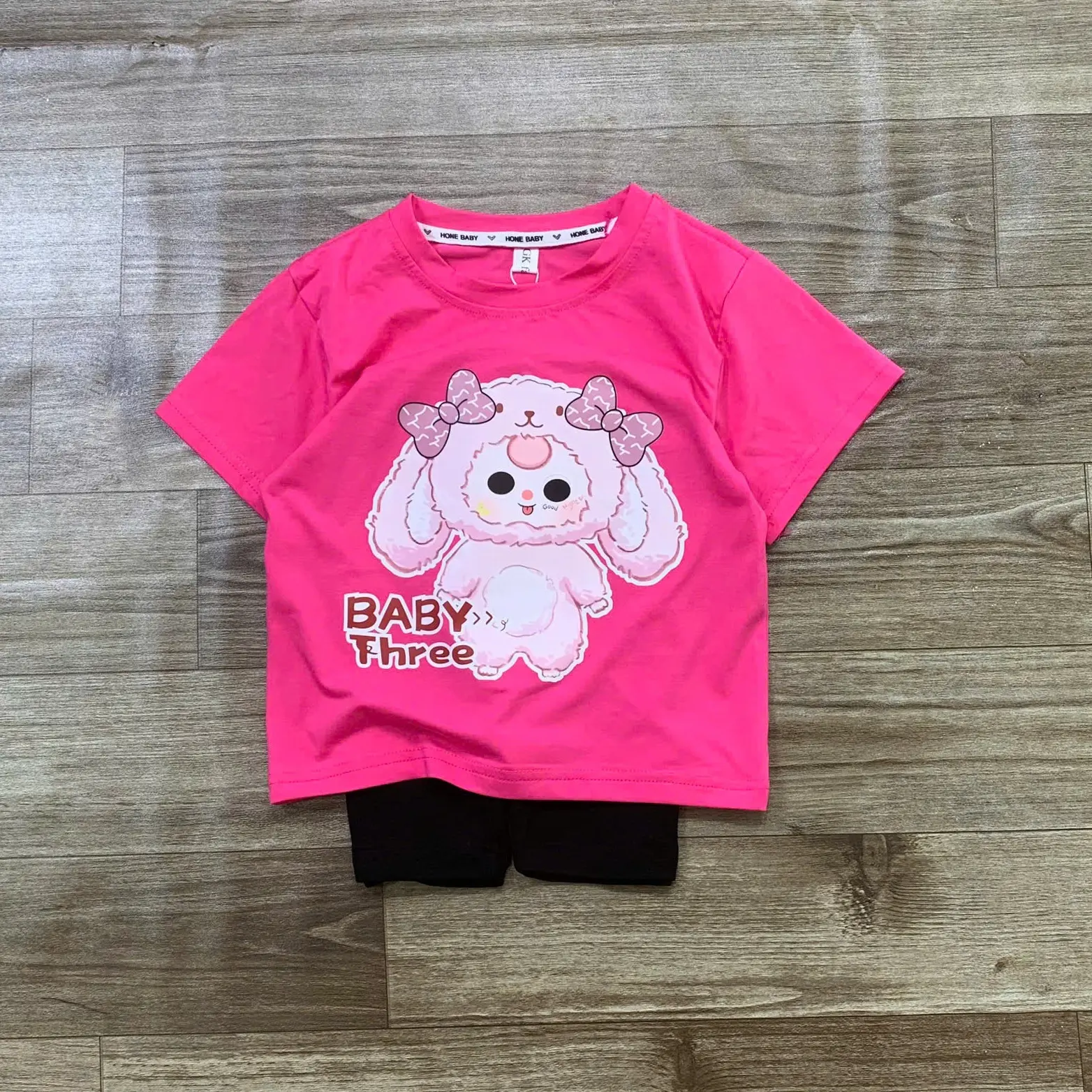 HÀ THỦY-Set bộ babythree nơ hồng cho bé size 10-35kg