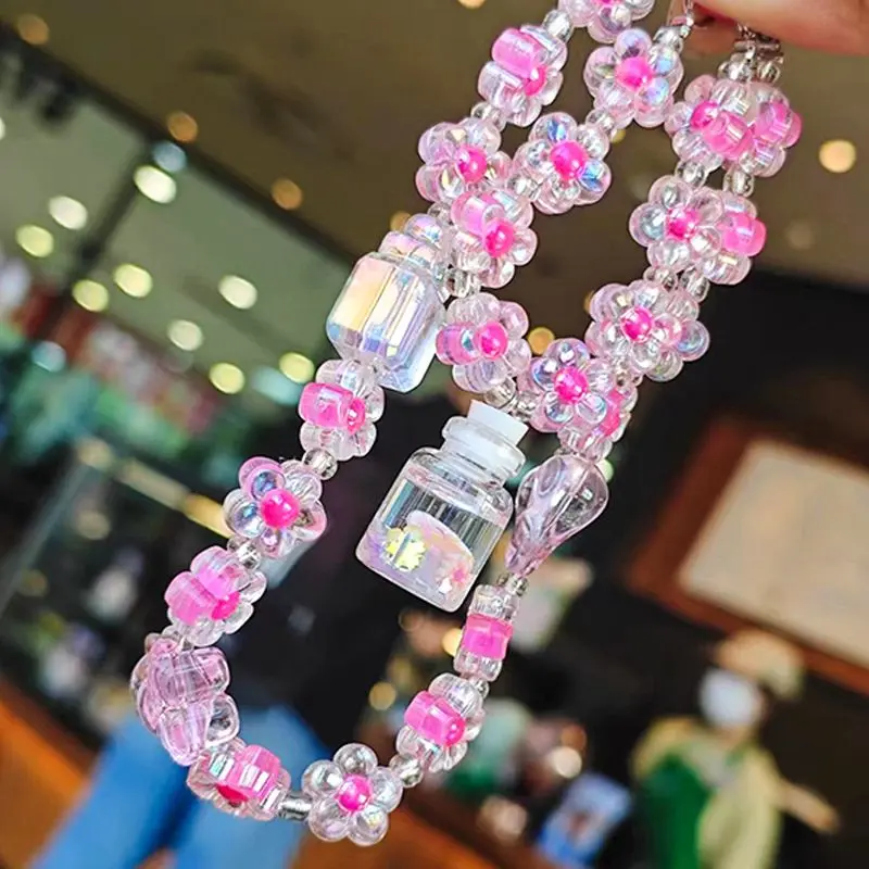 Ốp Điện Thoại Di Động Hạt Charm Hoa Hướng Dương Pha Lê Hai Lớp, Thiết Kế Chai Kim Sa, Thích Hợp Cho Điện Thoại Di Động, Dây Đeo Buộc, Mặt Dây Chuyền Ốp Điện Thoại, Vòng Tay Chống Rơi Hàng Mới Về 2