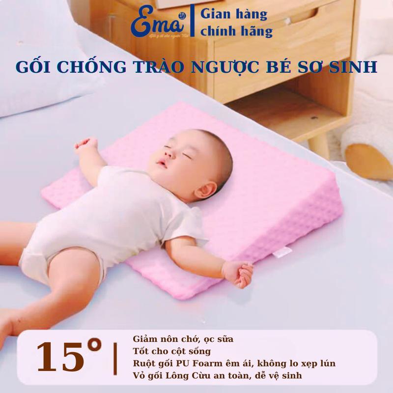 Gối Ema Chống Trào Ngược Cho Bé - Thiết Kế Thông Minh 15° Giảm Nôn Trớ Hỗ Trợ Cột Sống Chất Liệu PU Foam An Toàn