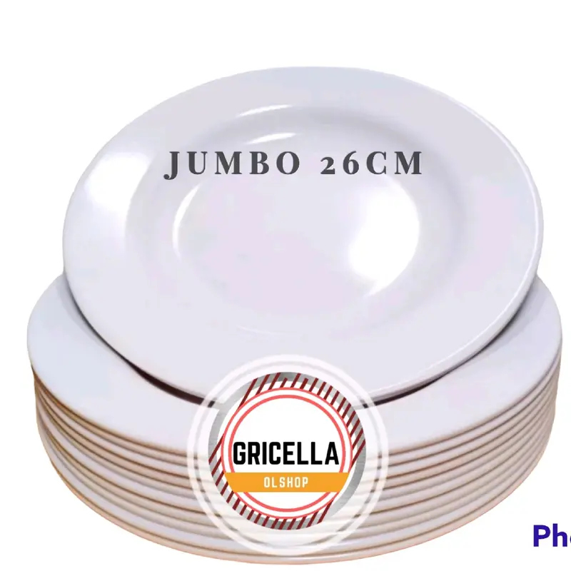 PAKET 6 PIRING MAKAN MELAMIN BULAT CEPER UKURAN JUMBO 26CM 1