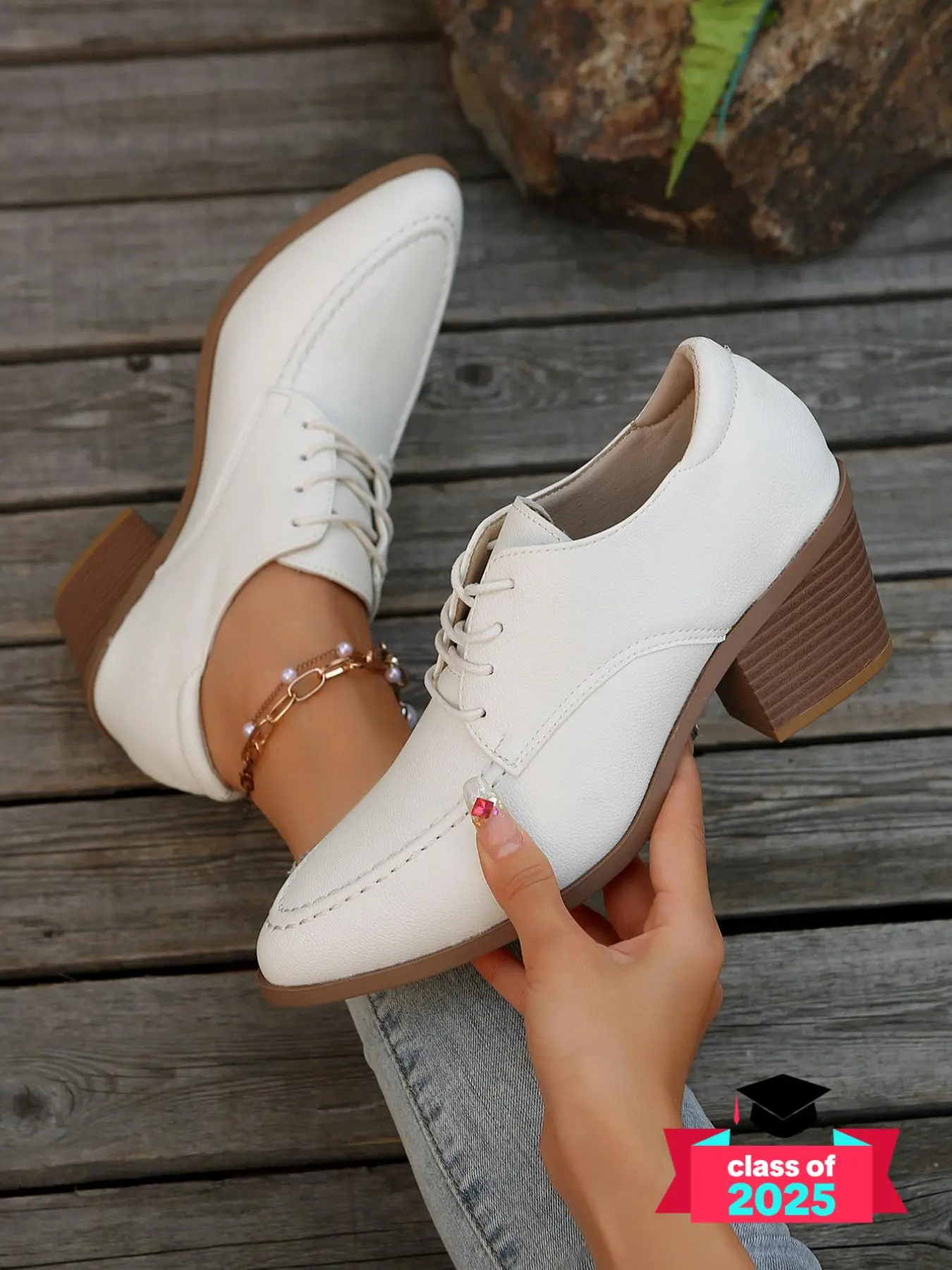 Women's Fashionable Solid Color Pointed Toe Pumps, Casual Versatile Lace Up  Oxford Pumps   for Daily Wear, Retro All-match Shoes for Women & Girls