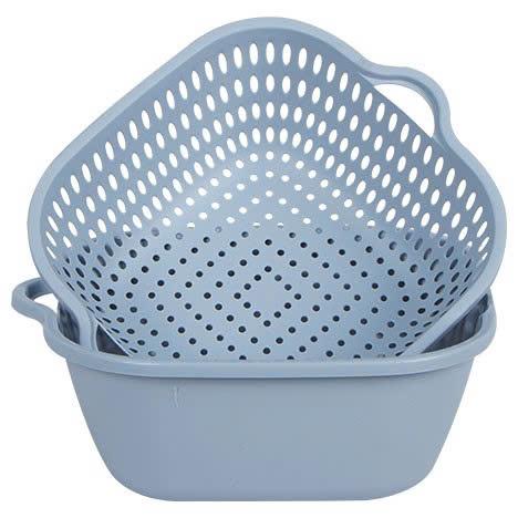 Bộ thau rổ 2 lớp vuông nhựa VIỆT NHẬT - Bộ Thau Rổ Nhựa Rửa rau củ quả, trộn thực phẩm 3288 3289 tiện lợi