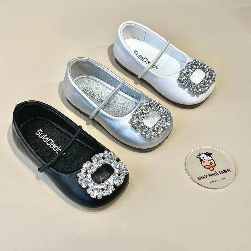 Giày Cho Bé-Giày Búp Bê Da PU Mềm Mại Đính Đá Quai Chun Phong Cách Hàn Quốc Cho Bé Gái G44
