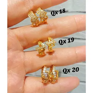 ANTING WARNA EMAS GIWANG PERMATA WANITA IMITASI