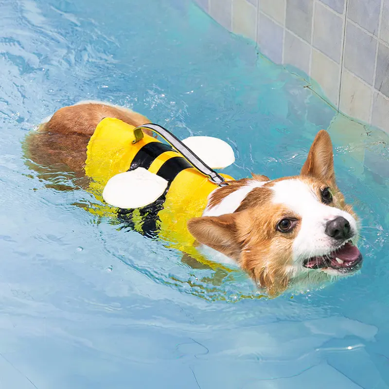 Summer animal shaped little bee dog life jacket medium and small dog universal dog swimsuit pet buoyancy jacket