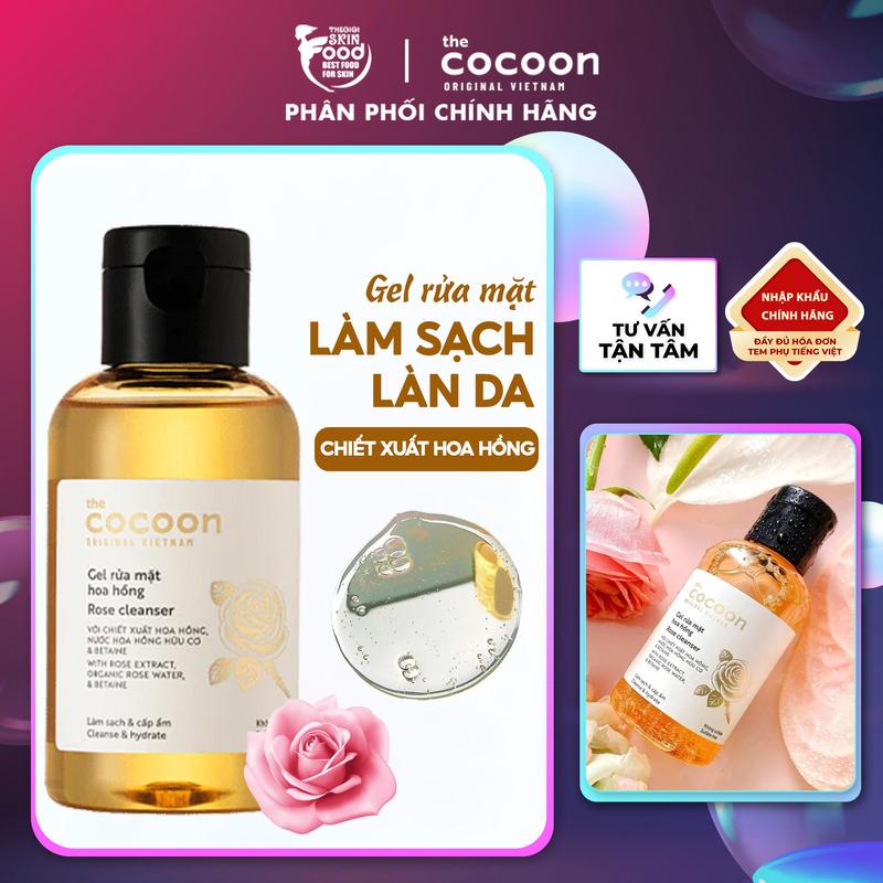 Sữa Rửa Mặt Dạng Gel Chiết Xuất Nước Hoa Hồng Cocoon Rose Cleanser 140ml Skincare