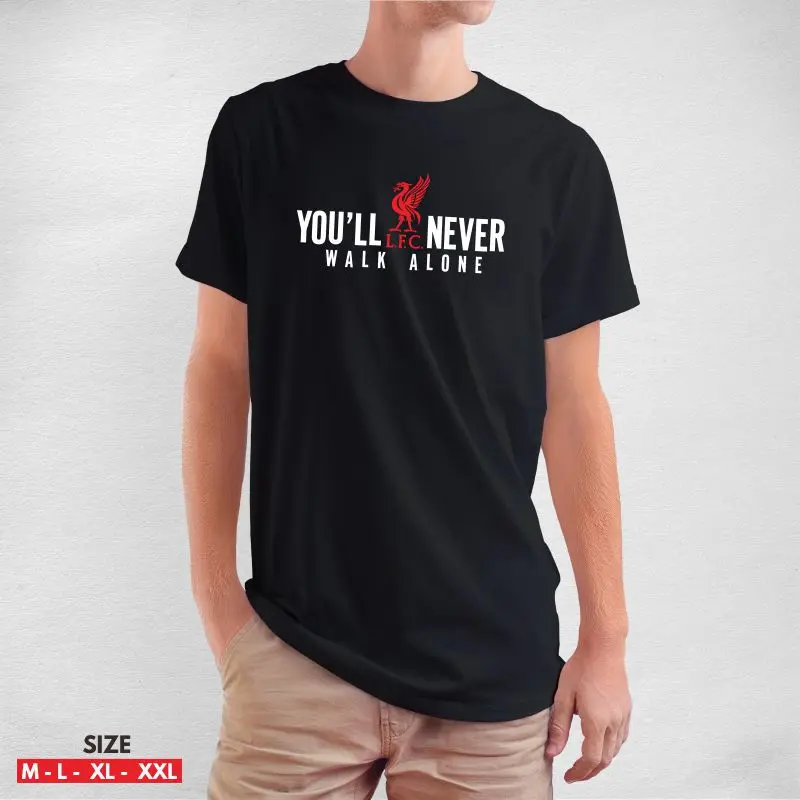 Kaos Baju Liverpool YNWA Youll Never Walk ALone - T-Shirt Distro Logo LFC Pria Wanita