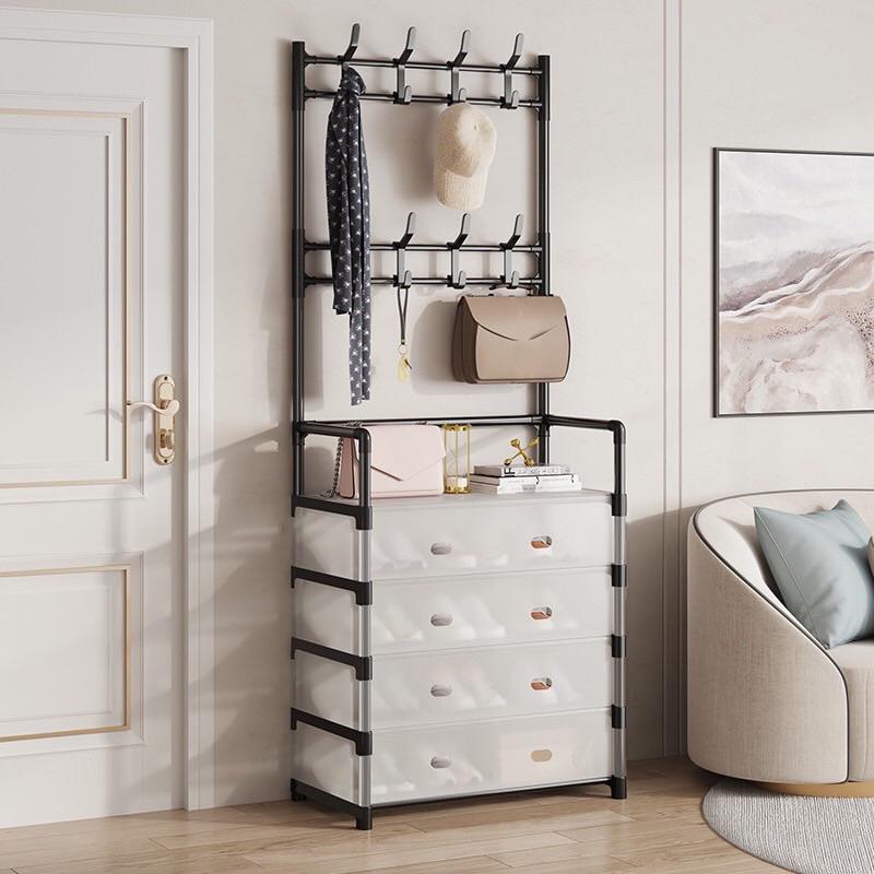 Kệ để giày dép chữ L 5 Tầng chống bụi, Thiết kế sang trọng thẩm mỹ và tiện dụng, Tặng kèm 8 móc treo đồ tiện dụng. Kitchen Lắp Ráp