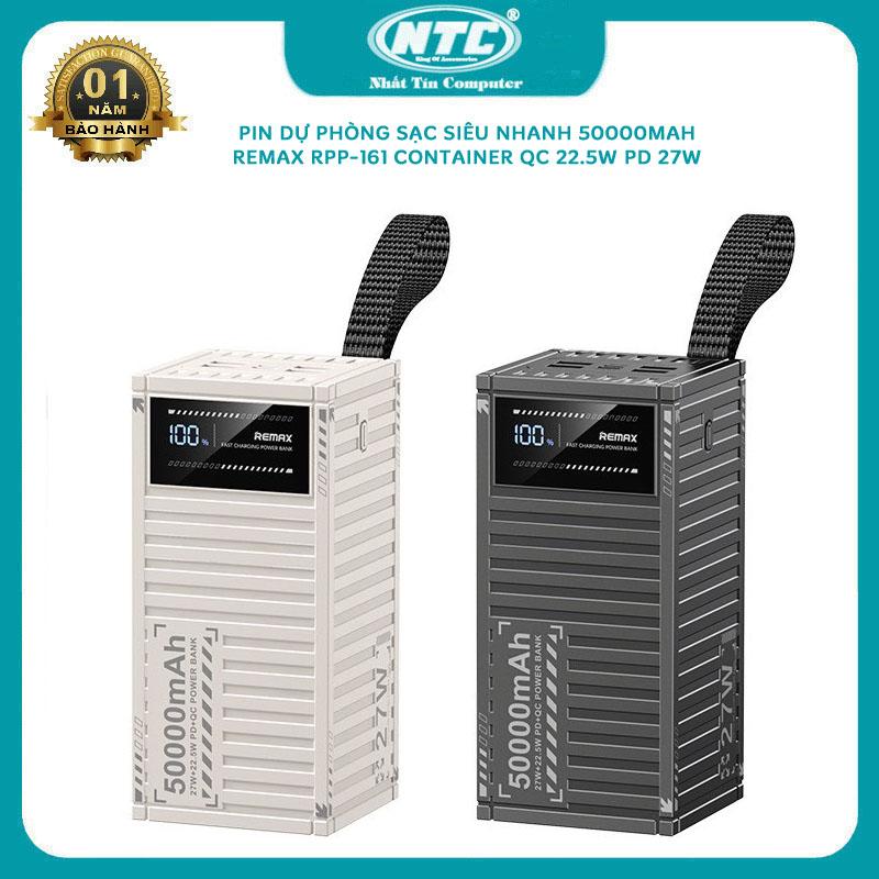  Pin dự phòng siêu nhanh 50000mah REMAX RPP-161 Container sạc cùng lúc 5 máy typec IN OUT sạc iTáo 15 - hỗ trợ QC 22.5W và PD 27W  2 màu  