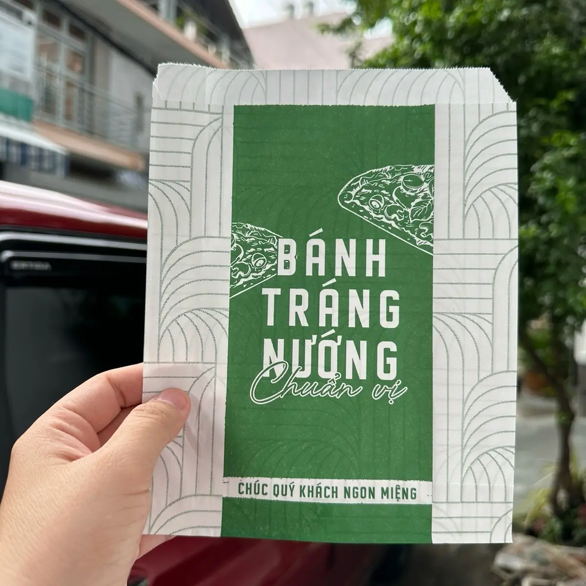 100 cái Túi đựng bánh tráng nướng trắng xanh