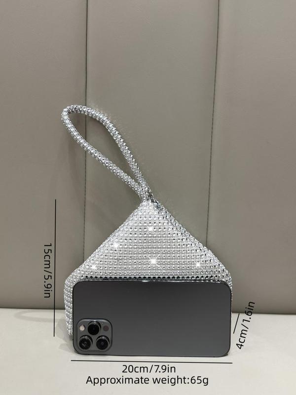 Women's Elegant Glitter Sequined Party Evening Bag With Zipper, Geometric Design Glamorous Bling Mini Clutch Purse For Wedding Party 5