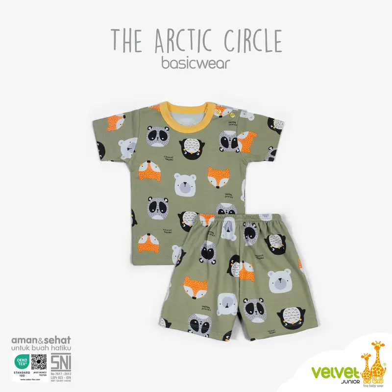 Velvet Junior Baju Anak Setelan Pendek Kancing Pundak Motif Terbaru Size M & L. 2