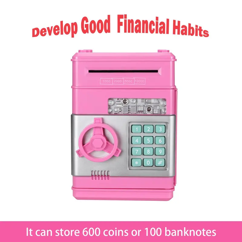 Cash & Coin Saving Box, Kids Password Electronic Money Box Toys Without Battery, Automatic Safe Coin & Cash Deposit Boxes 3