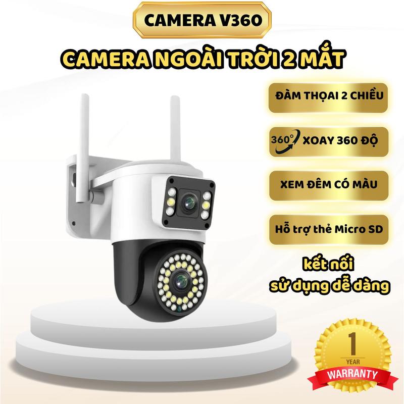 CCTV Camera An Ninh 2 Mắt 2 Màn Hình Phát Hiện Chuyển Động