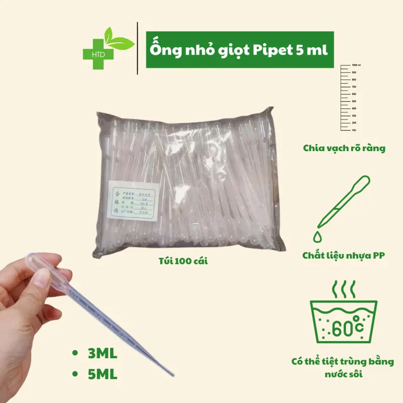 ống nhỏ giọt, ống pipet ( túi 100 cái) Dùng Trong Thí Nghiệm, Cho Bé Ăn, Đong Định Lượng 0