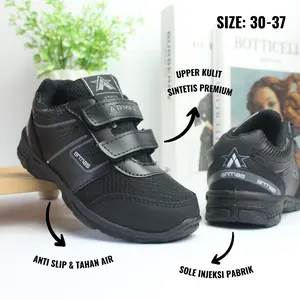 Sepatu Sekolah Formal Anak  Inject  Hitam Polos cocok untuk cewek cowok