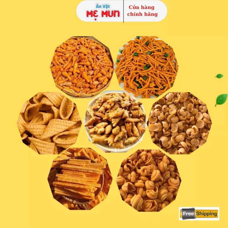 500g Snack Tá Lả  Mix 7 Loại: Snack Đùi Gà/Bim Tăm/Bim Ngó Sen/Bim Nón/Xương Chó/Bim Ốc/Bim Cua Ăn Vặt Food