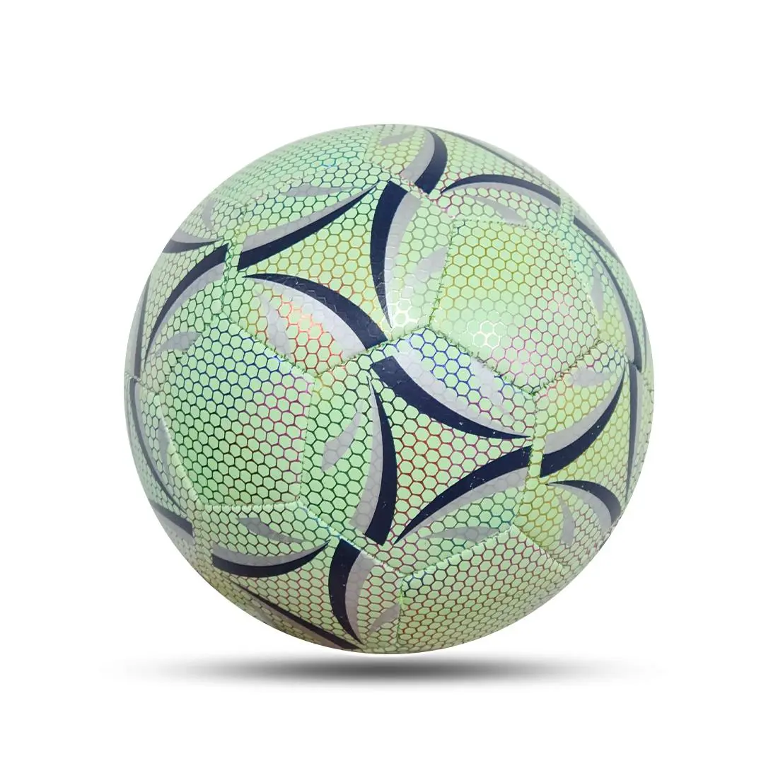 暗闇で光るサッカーボール（サイズ5）、収納バッグ、空気入れ