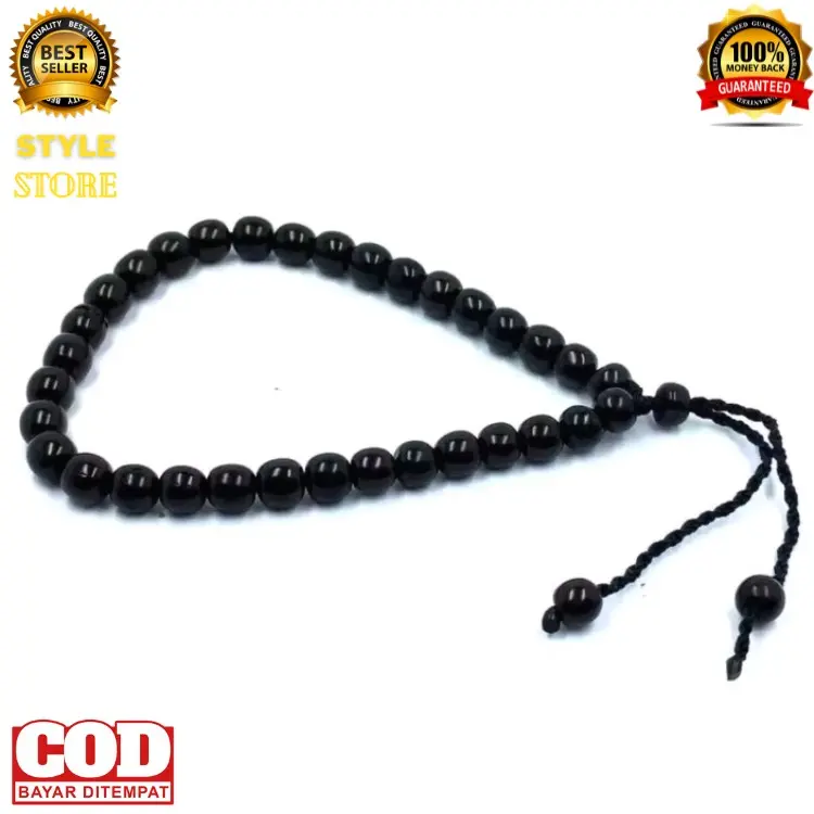 Gelang Onyx Hitam 33 Butir / Black Onyx Bracelet Fashionable Harian Laki-laki Sukses 5