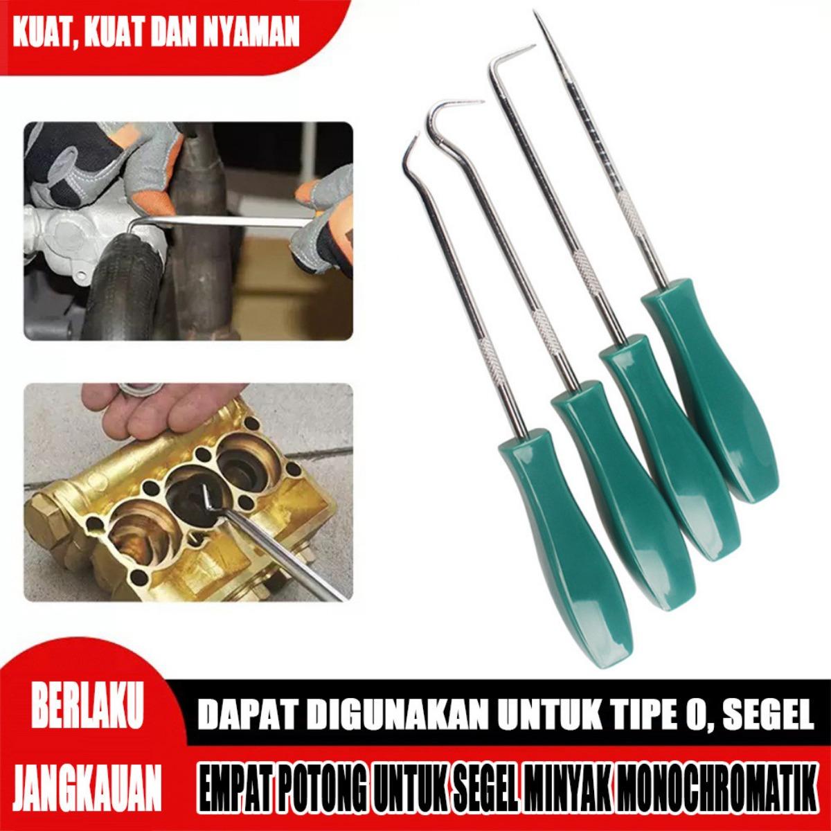 4PCS Set Alat Kait Presisi, Tool Kit Bengkel Multifungsi untuk Bongkar Seal Ring, Crank Spacer, O-Ring Puller, Karet Gasket Remover - Perangkat Servis Mobil, Motor, Sepeda & Suku Cadang Mekanik