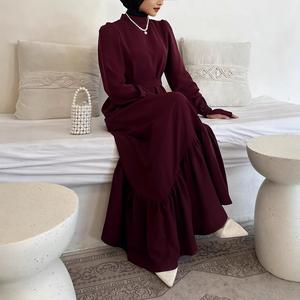 Pakaian Wanita Muslim, Gaun Panjang, Pendulum Besar, Tepi Ruffle Tidak Teratur