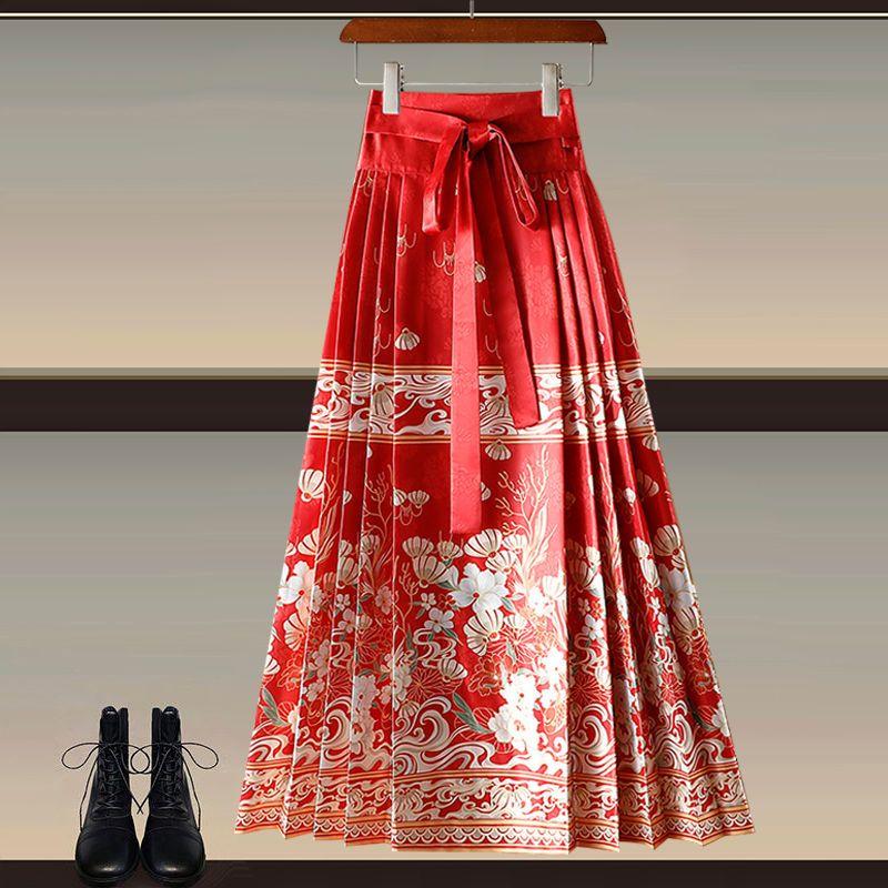 Bộ Phong Cách Trung Quốc Phong Cách Quốc Gia Hoàn Chỉnh Cho Nữ, Áo Hanfu Mới, Váy Mamian Màu Đỏ Thanh Lịch, Bộ Hai Mảnh, Hàng Mới Về Năm 2025 Women Dress 0