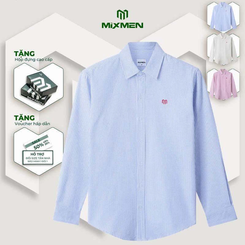 Áo sơ mi nam tay dài sọc MIXMEN M-808 MANUS vải Oxford cao cấp sang trọng thanh lịch chuẩn phom Big Size