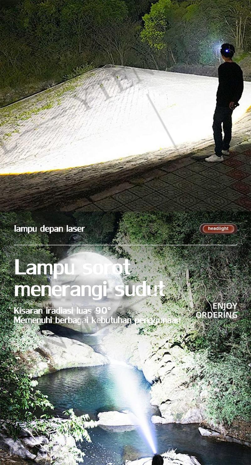 Product Introduction of 500W Senter Kepala 30 hari tanpa pengisian daya Senter Kepala Super Terang Senter kepala led super terang Super Terang Outdoor Anti Air lampu emergency tahan 24 jam Baterai 11