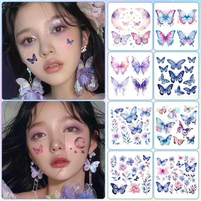 Sparkling Butterfly Wings Tattoo Sticker, Eye Corner and Facial Decoration Sticker, Eye Makeup DIY Sticker