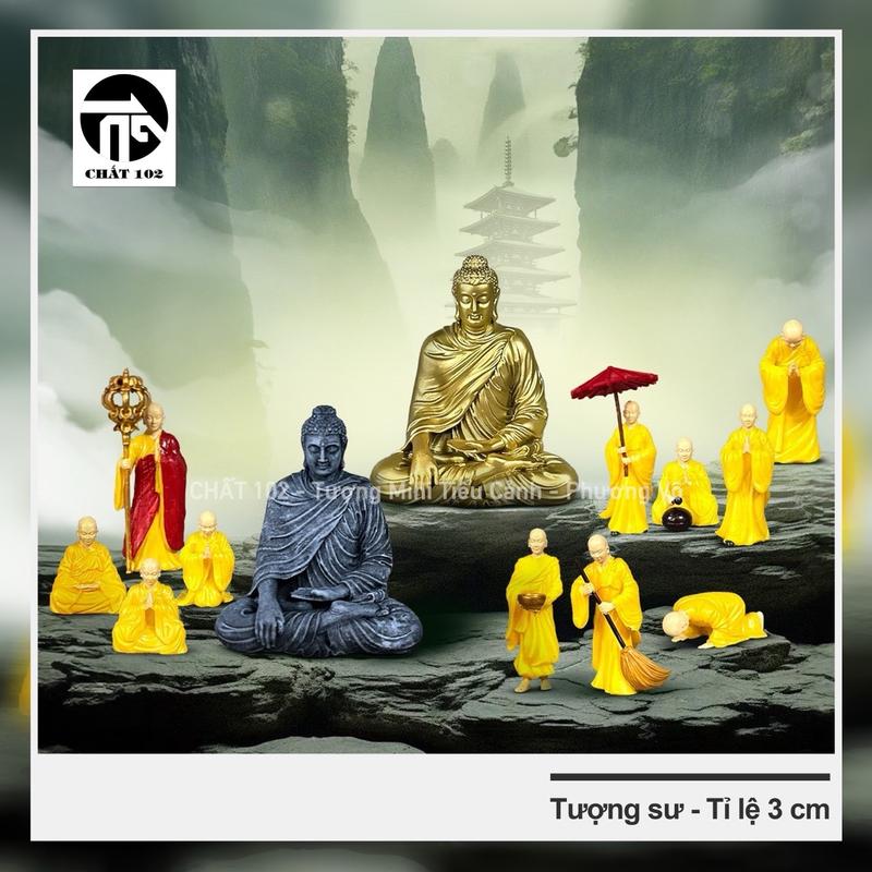  Tượng Mini - Tượng chú tiểu   nhà sư trang trí tiểu cảnh - Size 3cm - SIÊU NÉT Decor 