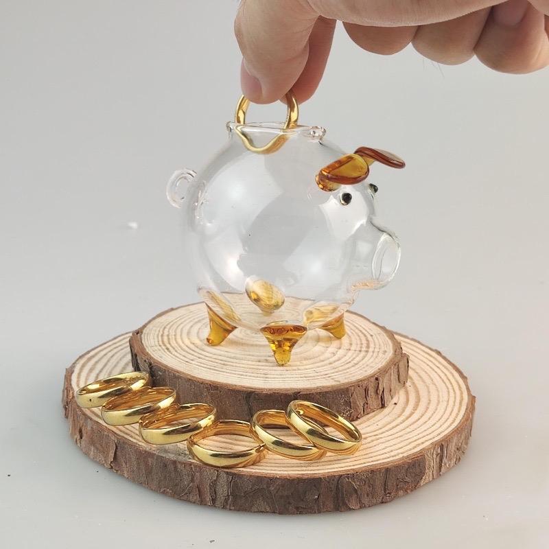 Lợn thuỷ tinh tiết kiệm mini đựng vàng Ống Tiết Kiệm Ống Heo Đựng Tiền