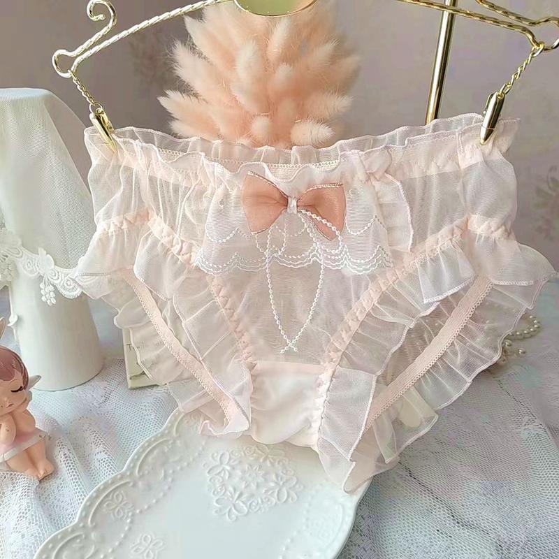 Product Introduction of Đồ Lót Nữ, Phong Cách Nhật Bản Dài Hạn, Lưới Tươi Mát Falbala, Thiết Kế Công Chúa Tam Giác, Có Nơ Dễ Thương 4