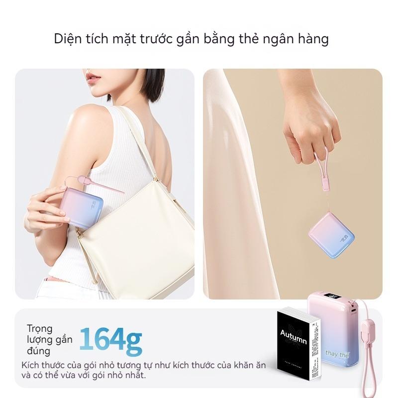 Sạc Dự Phòng Mini sạc nhanh 66W power bank tích sẵn cáp cho điện thoại Sạc Pin Power Bank 20000mAh 2
